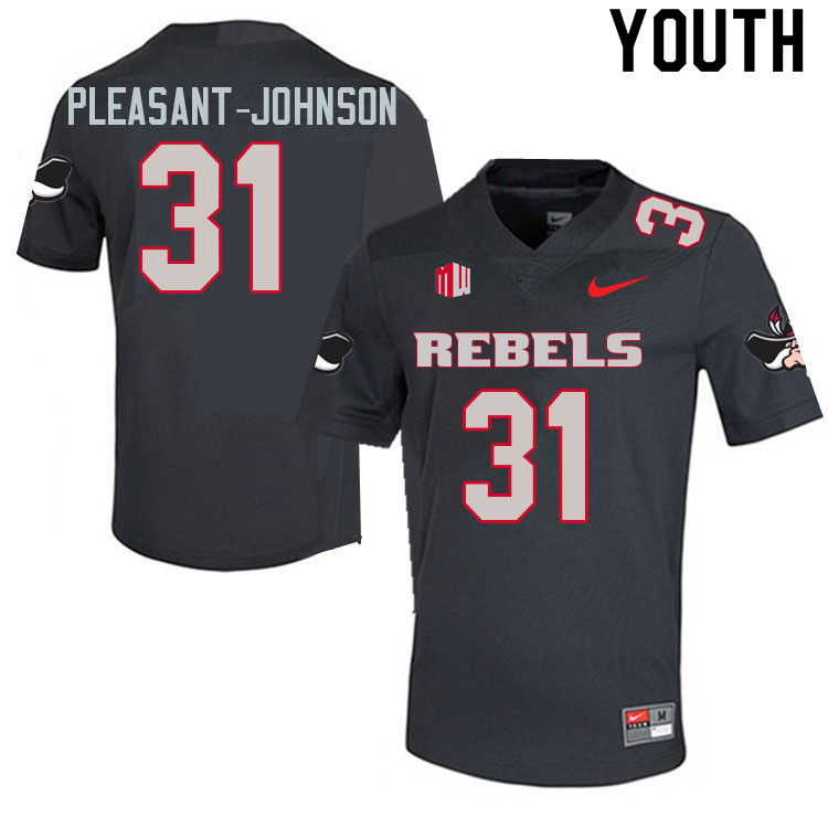 Youth #31 Lacarea Pleasant-Johnson UNLV Rebels College Football Jerseys Sale-Charcoal - Click Image to Close